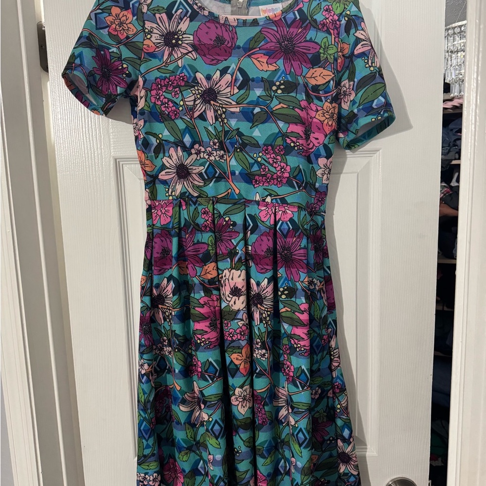 Floral Kids Dress in Blue and Pink